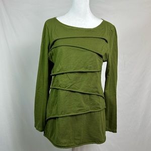 Neon Buddha Green Long-Sleeve top with Ruching